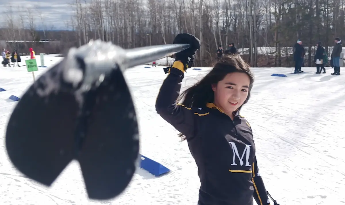 Using ski pole to block picture